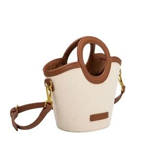 Small Brown Vegan Leather/Canvas Crossbody